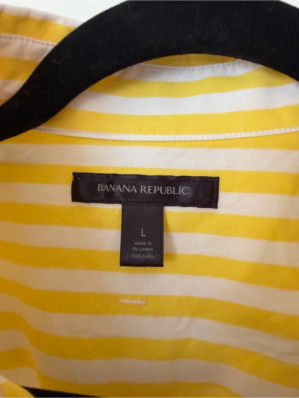 Banana Republic Yellow and White Striped Shirt woman’s size large cotton - Picture 2 of 7